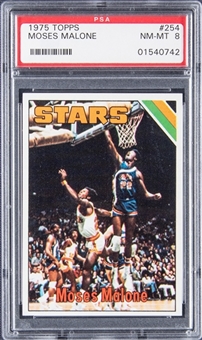 1975-76 Topps #254 Moses Malone Rookie Card - PSA NM-MT 8 